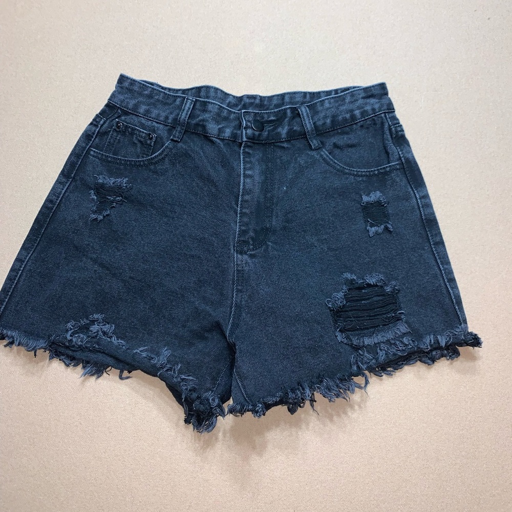Black High waisted jean shorts